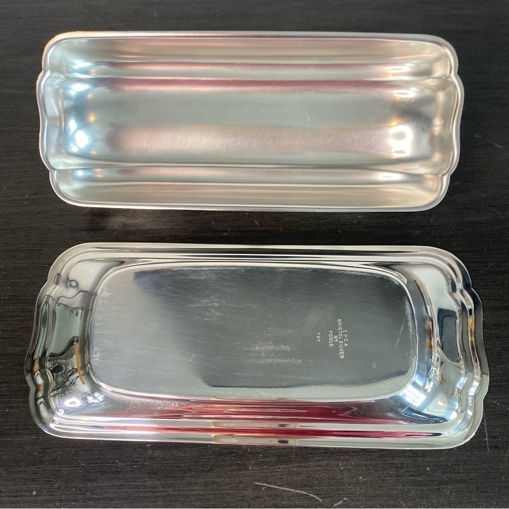 BRISTOL SILVER by POOLE Silver Plate Vintage Covered Butter Dish w Glass Insert - Picture 9 of 13